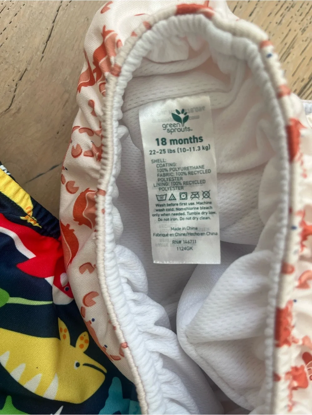 3 Piece Green Sprouts Reusable Swim Diaper Cloth 12 18 24 months Fish Crabs